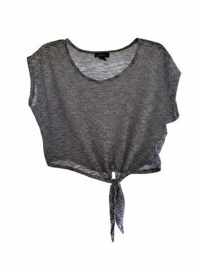 Self Esteem Gray Tie-Front Crop Top